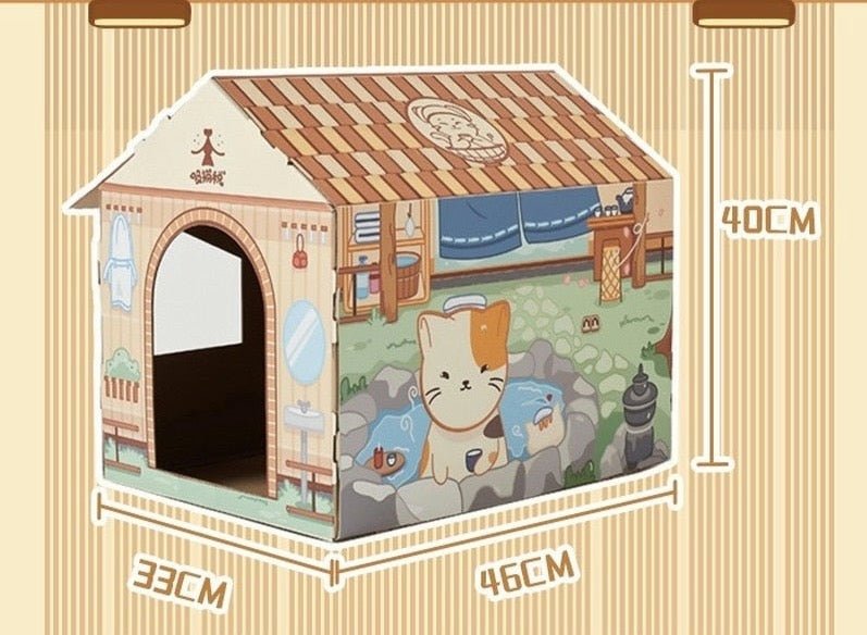 Dailypets Japanese Style Cat House – Cozy Indoor Cardboard Bed