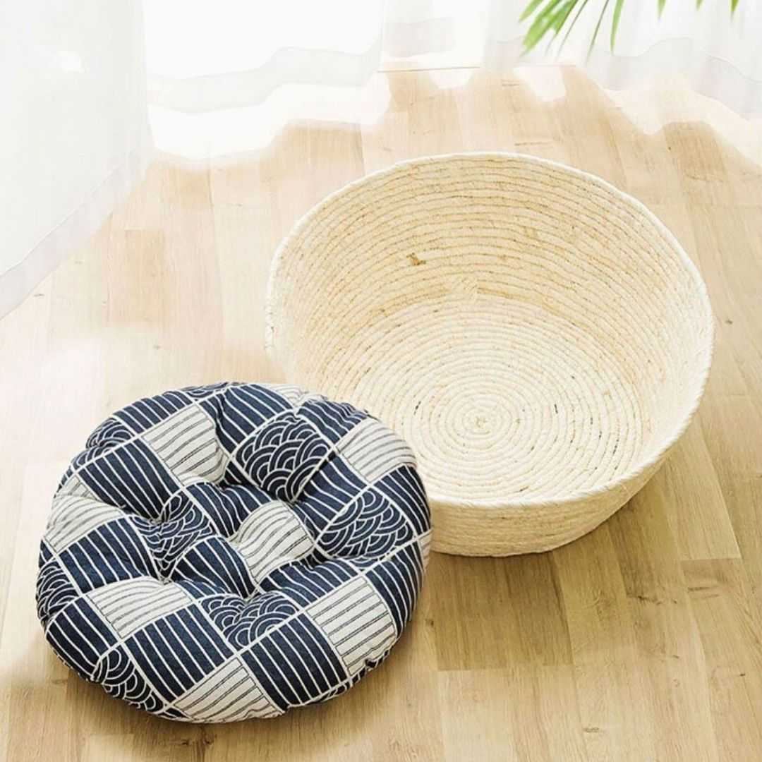 Dailypets Woven Sisal Cat Bed – Japanese Style Basket Lounger