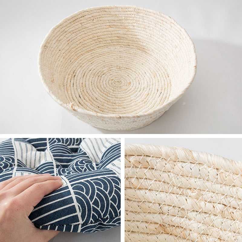 Dailypets Hand-Woven Cat Bed, Natural Sisal Basket for Indoor Cats