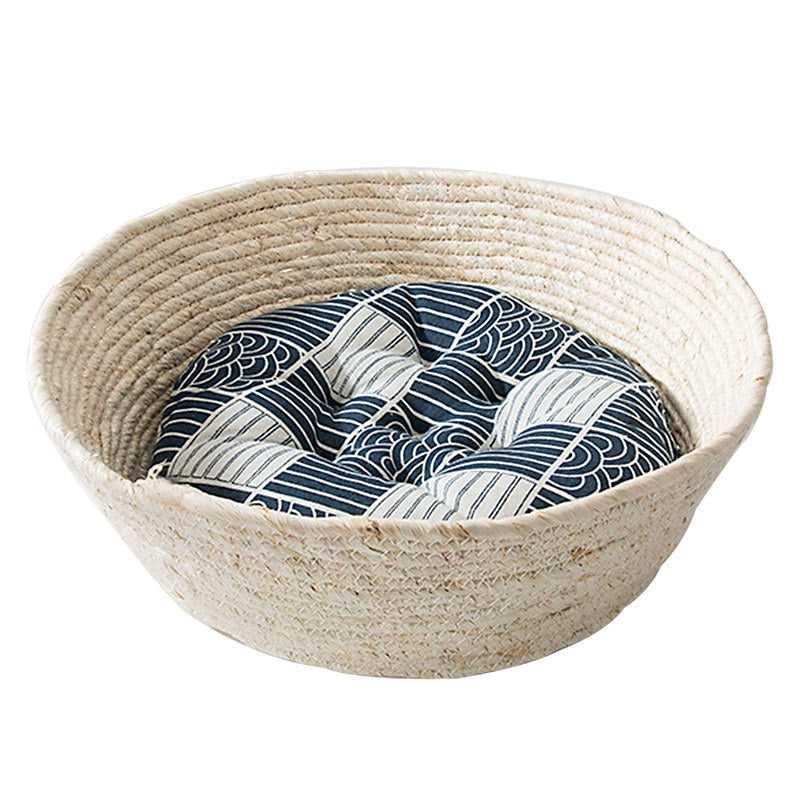 Dailypets Hand-Woven Cat Bed, Natural Sisal Basket for Indoor Cats