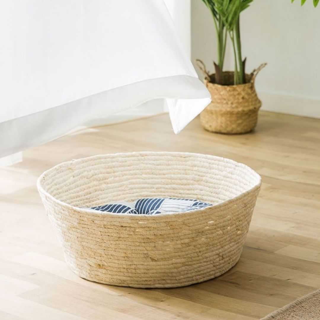 Dailypets Hand-Woven Cat Bed, Natural Sisal Basket for Indoor Cats