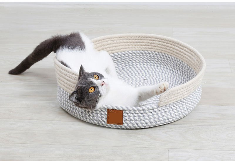 Dailypets Handwoven Cotton Rope Cat Bed – Japanese Style Cat Nest
