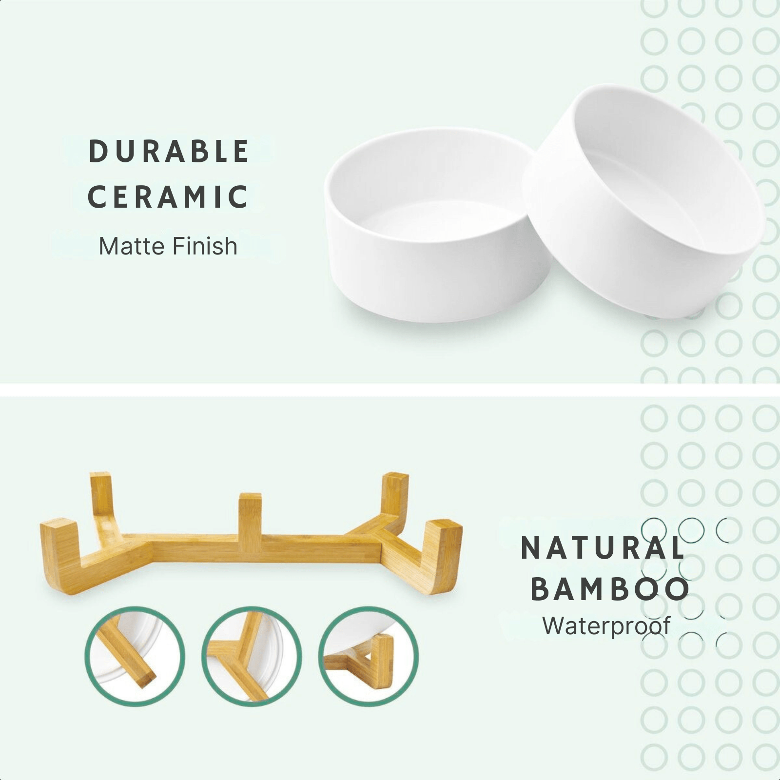 Dailypets Elevated Ceramic Pet Bowl Set of 2 with Stable Base for Food and Water Daily