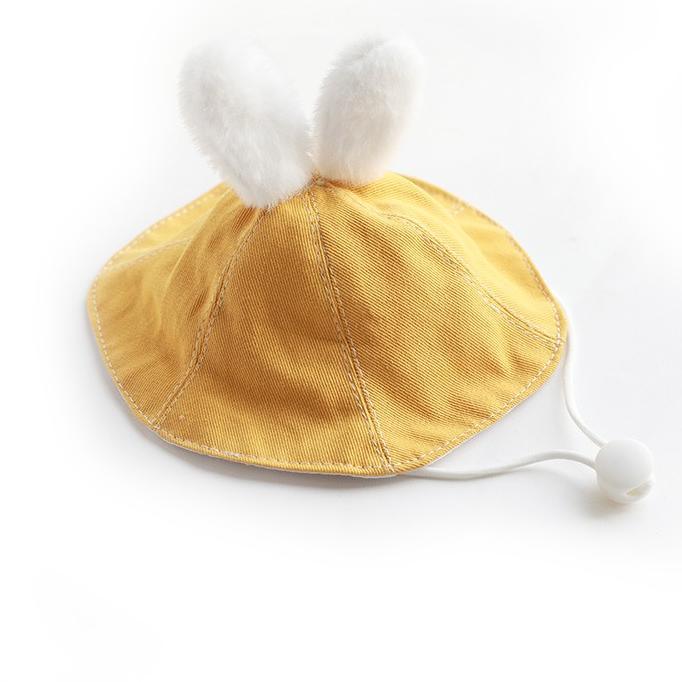 Dailypets Denim Rabbit Ear Cat Hat with Adjustable Drawstring for Photo Sessions