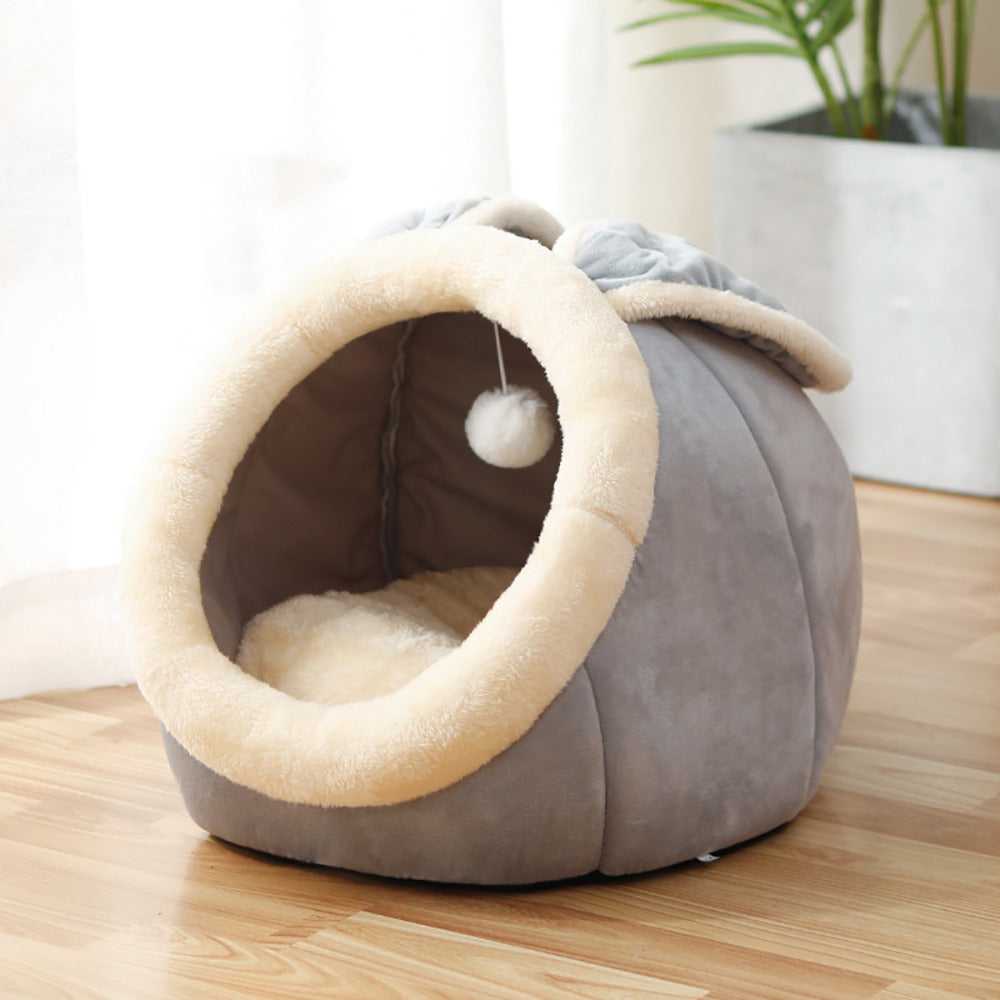 Dailypets Plush Cat Cave Bed with Warm Cushioned Interior