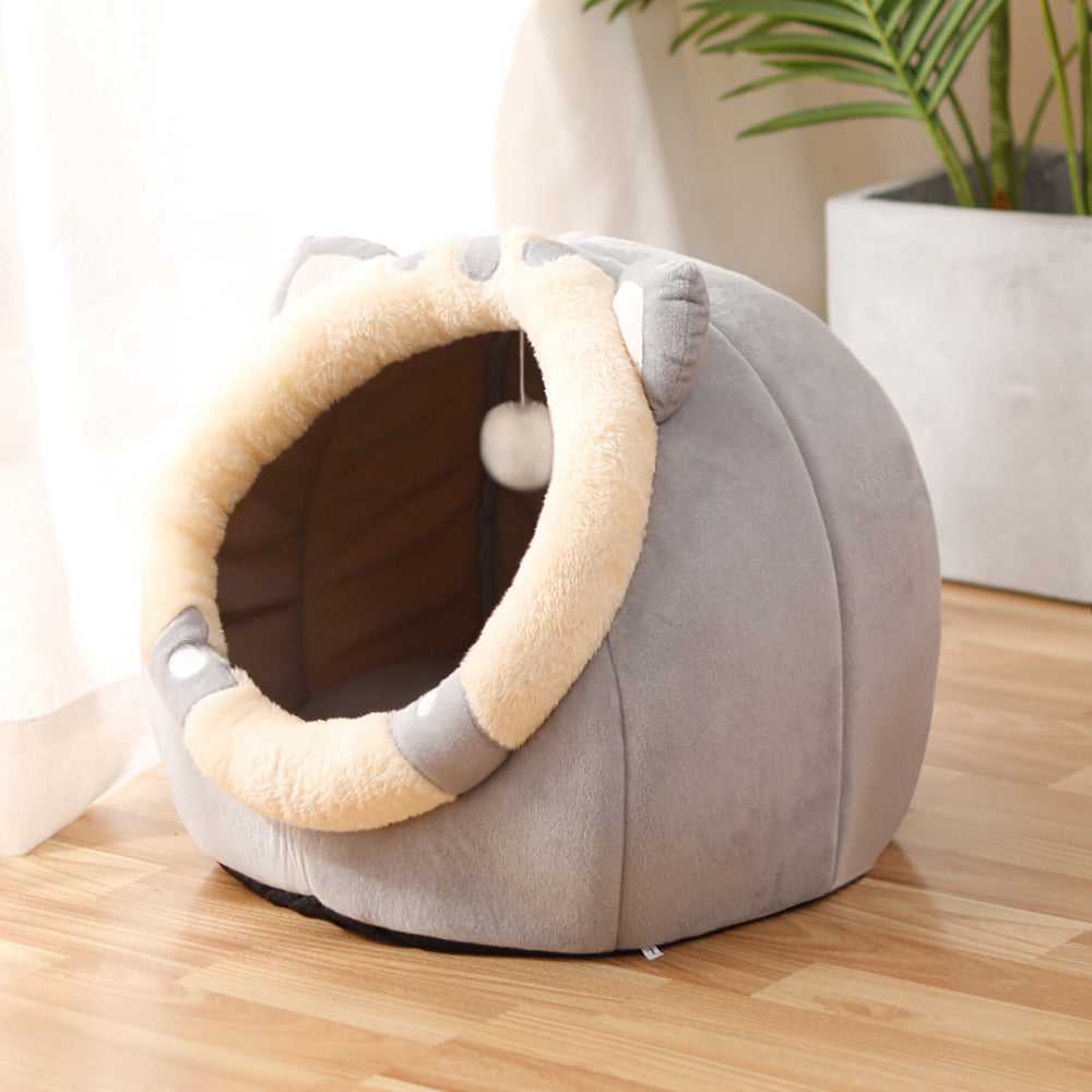 Dailypets Plush Cat Cave Bed with Warm Cushioned Interior