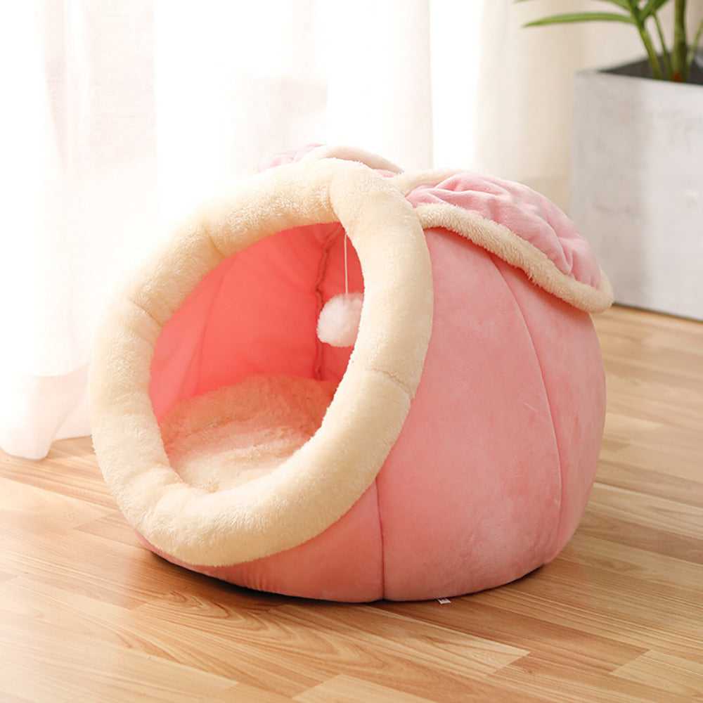Dailypets Semi-Enclosed Plush Cat Bed with Animal Ear Design