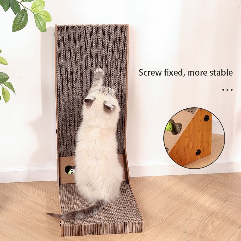 Dailypets L-Shaped Cat Scratch Board – Vertical Scratcher with Rolling Ball Toy