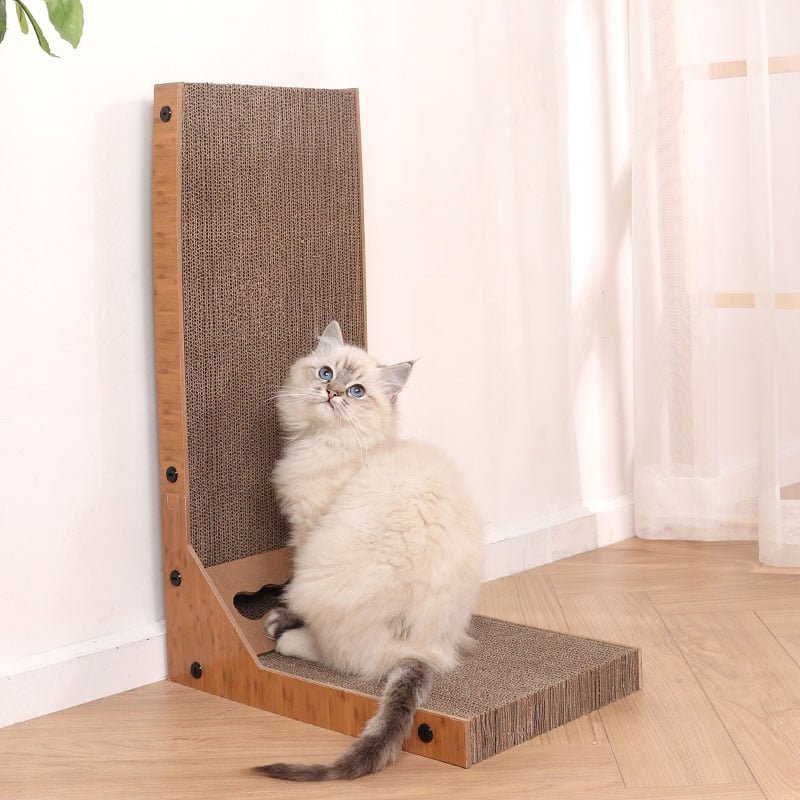 Dailypets L-Shaped Cat Scratch Board – Vertical Scratcher with Rolling Ball Toy