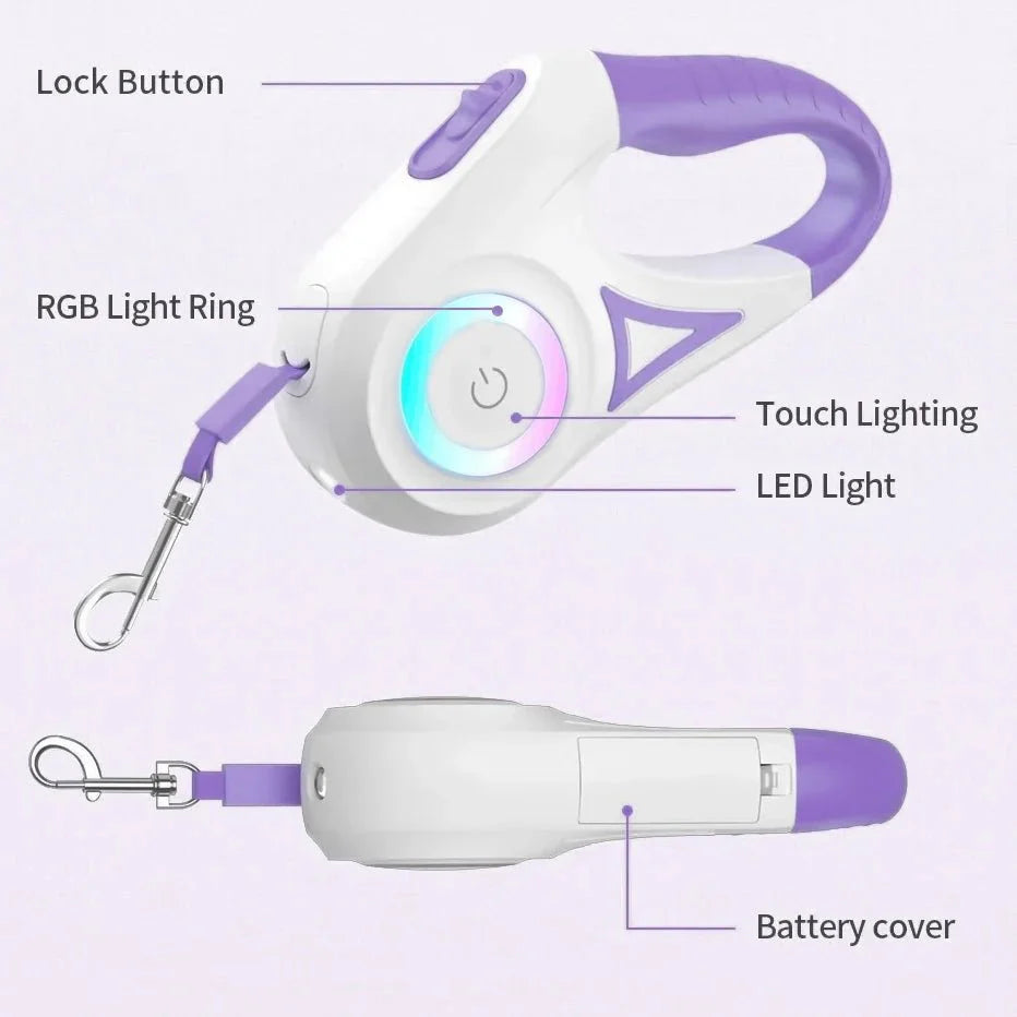 Dailypets Illuminated Retractable Dog Lead with Ergonomic Handle for Daily Walking