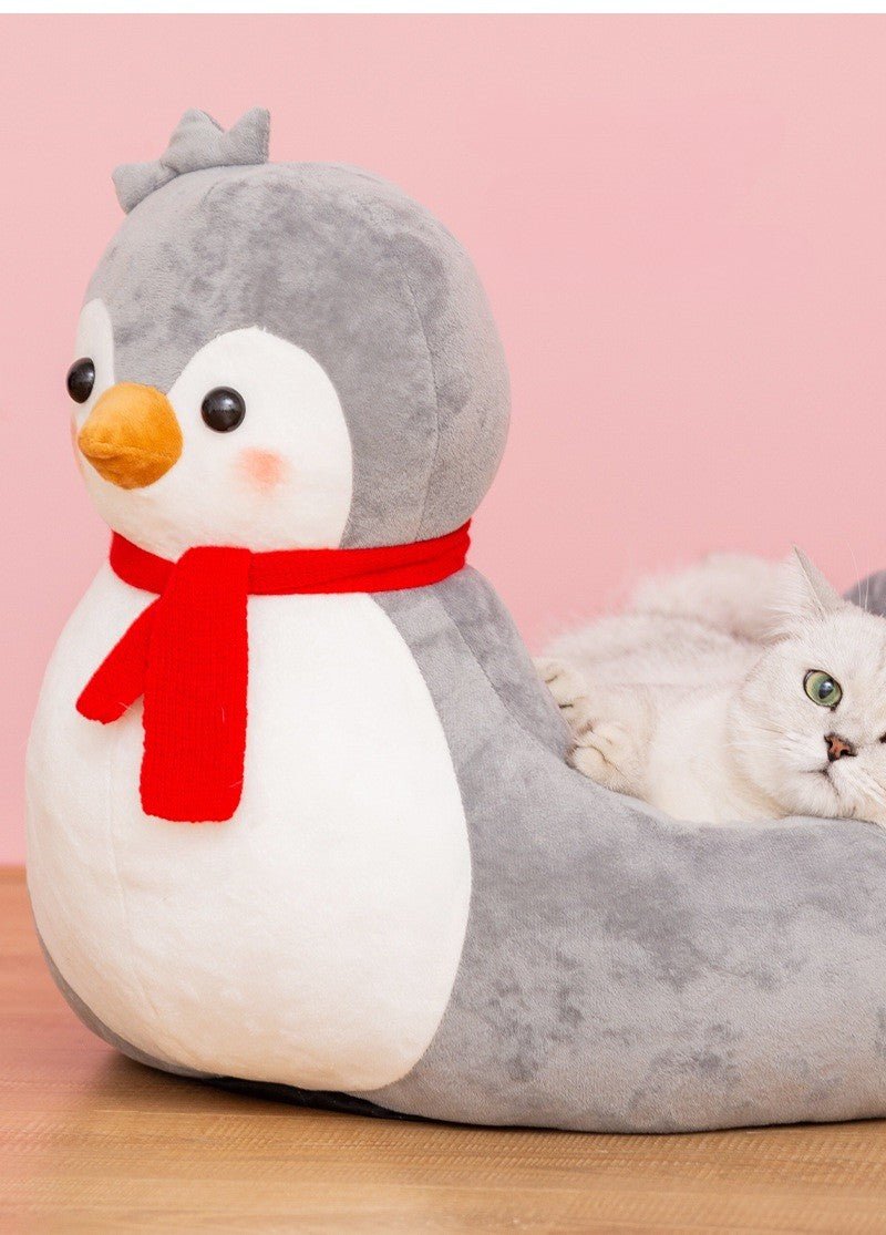 Dailypets Penguin Cat Nest – Warm Plush Resting Bed for Cats