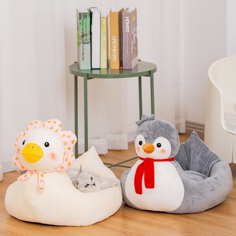 Dailypets Penguin Cat Nest – Warm Plush Resting Bed for Cats