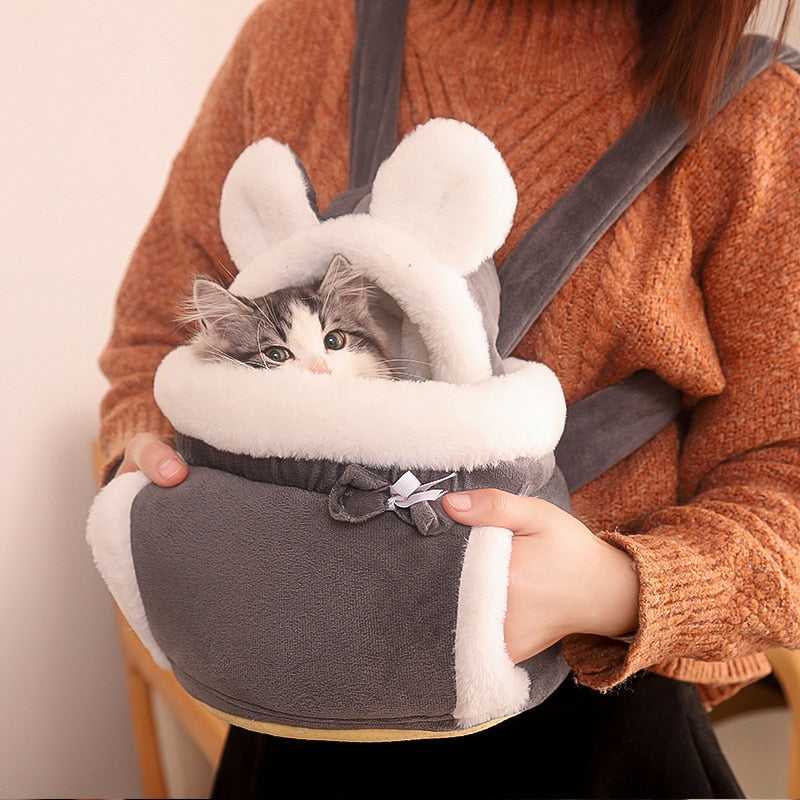 Dailypets Fleece Cat Carrier, Warm Travel Bag with Soft Interior