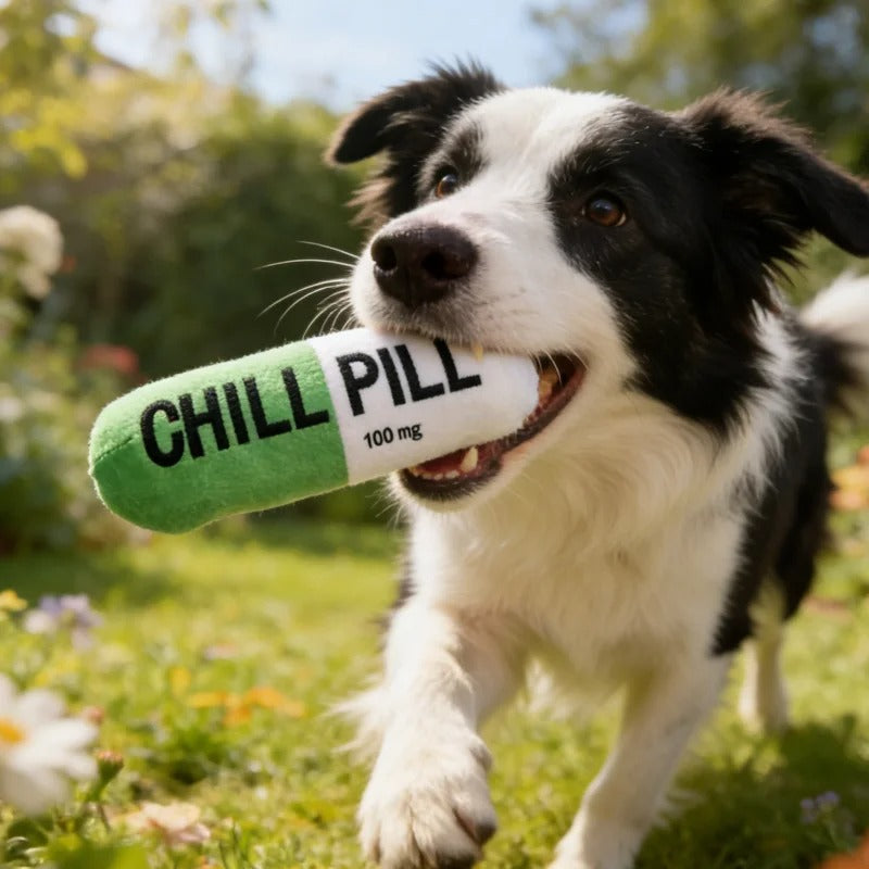 Dailypets Plush Capsule Dog Toy with Squeaker for Chewing & Play