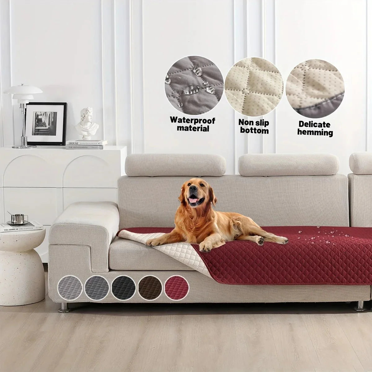 Dailypets Waterproof Pet Blanket with Non-Slip Backing for Furniture and Travel Use