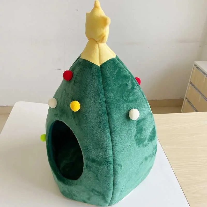 Dailypets Festive Cat Cave Bed for Warm Indoor Naps