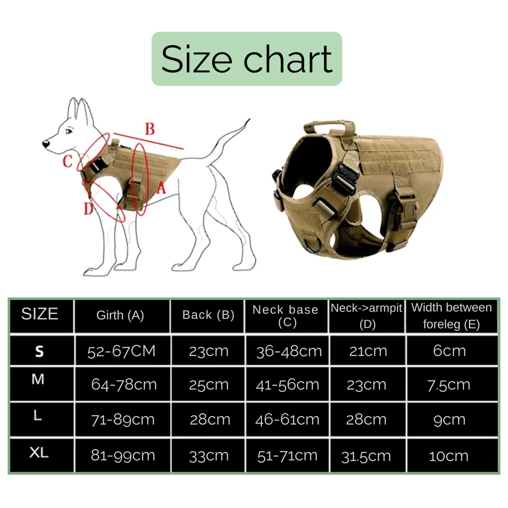 Dailypets Tactical Dog Harness with Handle & Leash for Training, Hiking & Outdoor Adventures