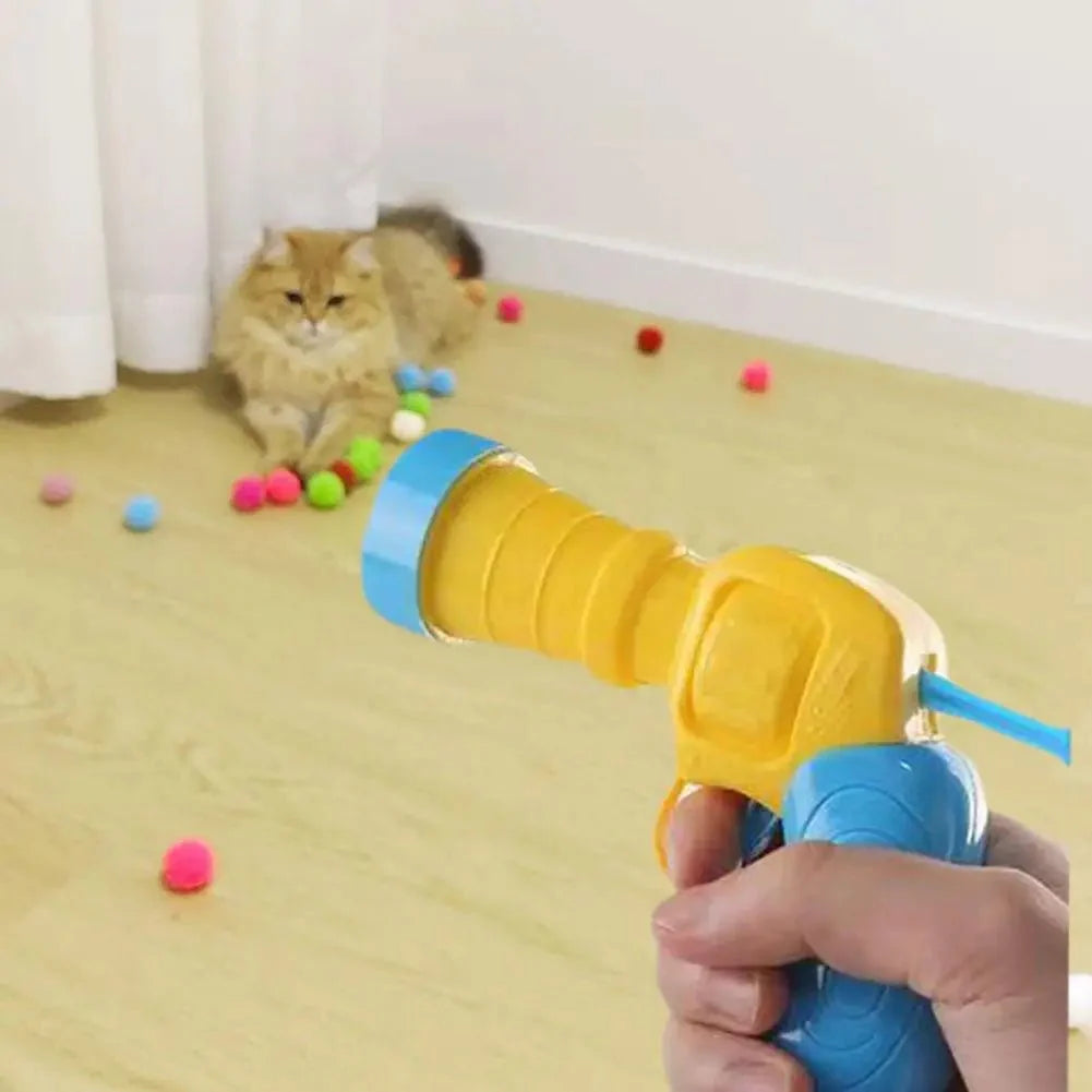Dailypets Plush Ball Launcher for Cats with Soft Pom Balls & Interactive Chase Play