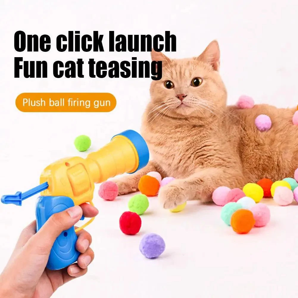 Dailypets Plush Ball Launcher for Cats with Soft Pom Balls & Interactive Chase Play