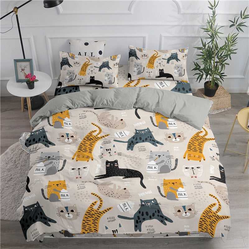 Dailypets Minimal Cat Bedroom Set – Soft Polyester Duvet Cover with Corner Ties