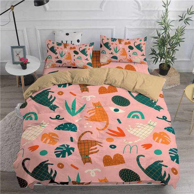 Dailypets Minimal Cat Bedroom Set – Soft Polyester Duvet Cover with Corner Ties