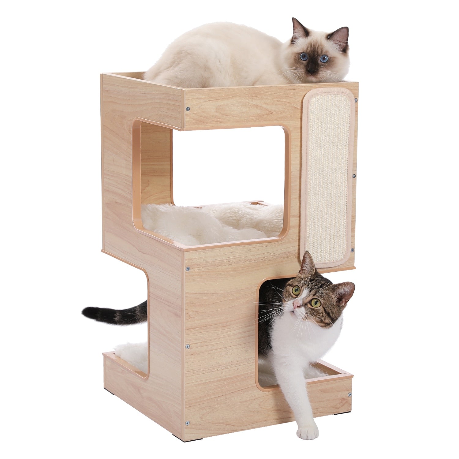 Dailypets Cat Side Table Tree, Modern Pet Furniture with Play Toy