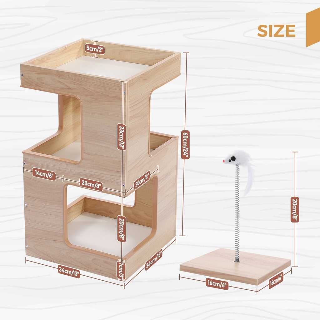 Dailypets Cat Side Table Tree, Modern Pet Furniture with Play Toy