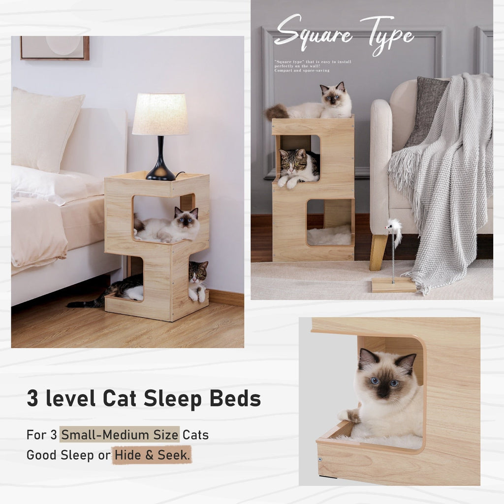 Dailypets Cat Side Table Tree, Modern Pet Furniture with Play Toy
