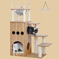 Dailypets Wooden Cat Activity Center – Scandinavian Cat Tower with Condo & Bubble Bed