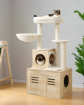 Dailypets Cat Tree with Litter Box Cabinet – Plush Perch, Sisal Posts & Hideaway Condo