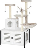Dailypets Multifunctional Cat Tower – Cat Tree with Louvered Litter Cabinet & Cat House