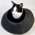 Dailypets Round Wool Cat Bed – Heathered Grey Cat Cave