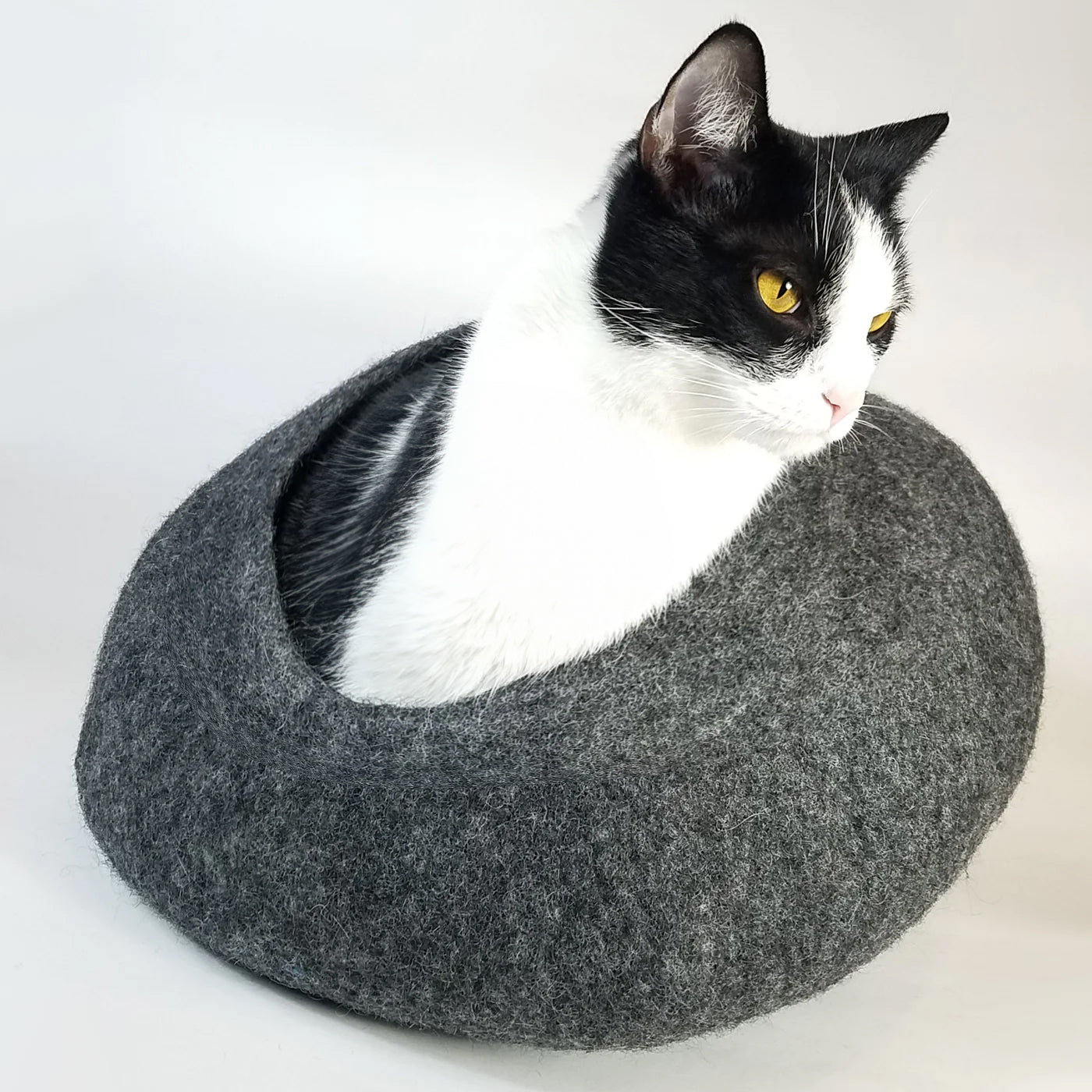 Dailypets Round Wool Cat Bed – Heathered Grey Cat Cave