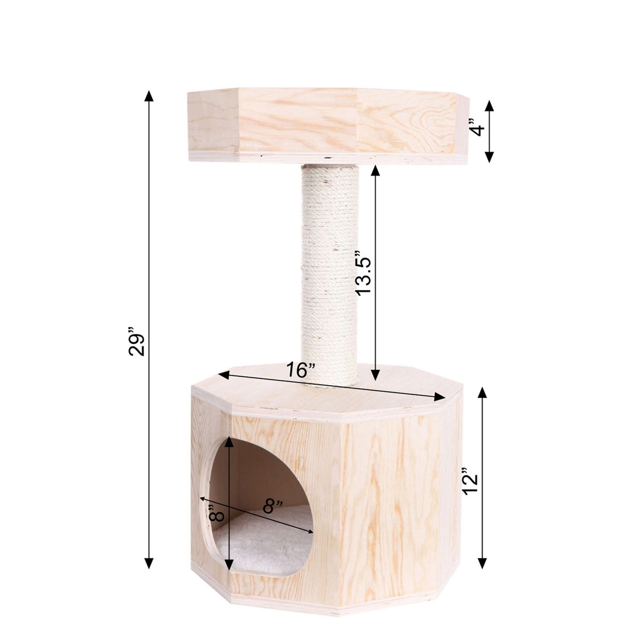 Dailypets Octagon Cat Tree for Indoor Cats – Modern Tower with Scratcher & Hideout