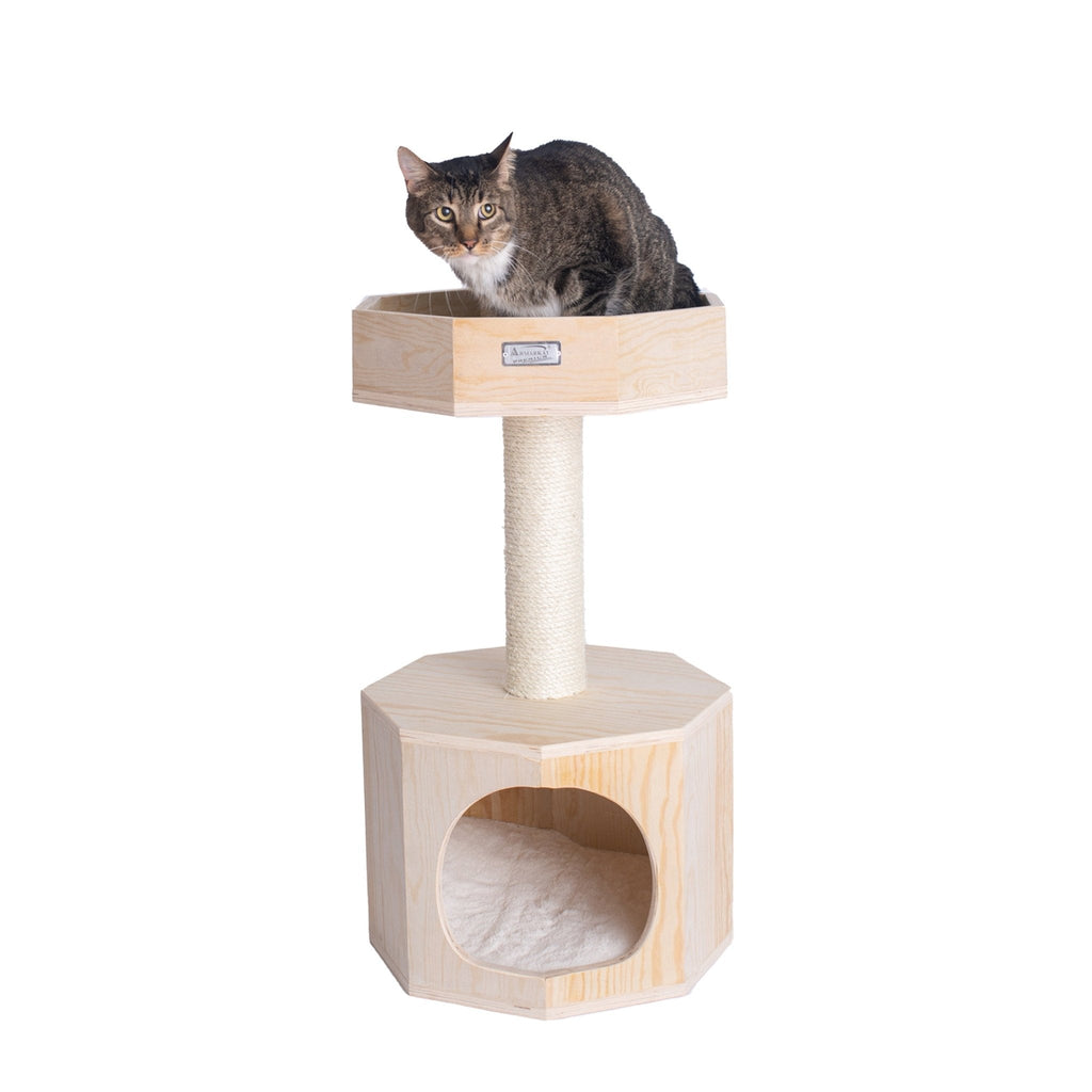 Dailypets Octagon Cat Tree for Indoor Cats – Modern Tower with Scratcher & Hideout