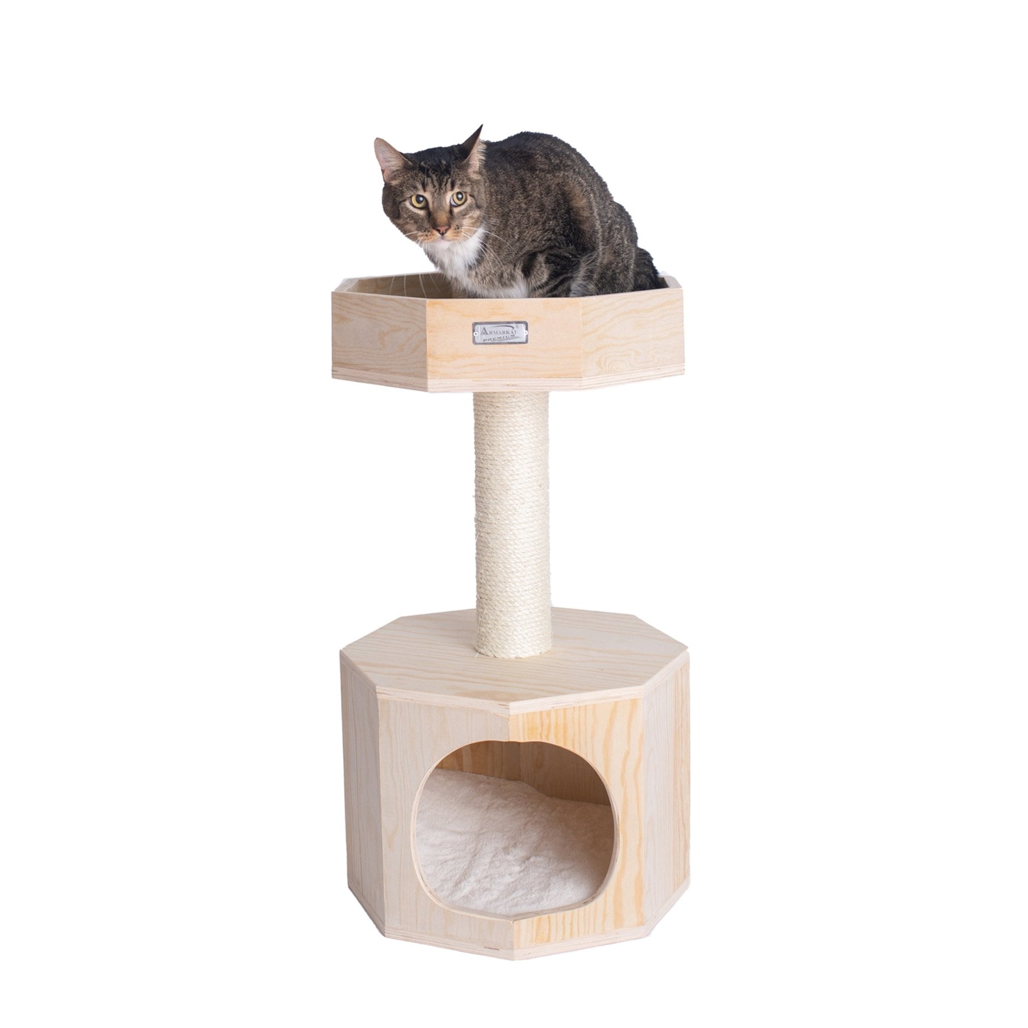 Dailypets Octagon Cat Tree for Indoor Cats – Modern Tower with Scratcher & Hideout