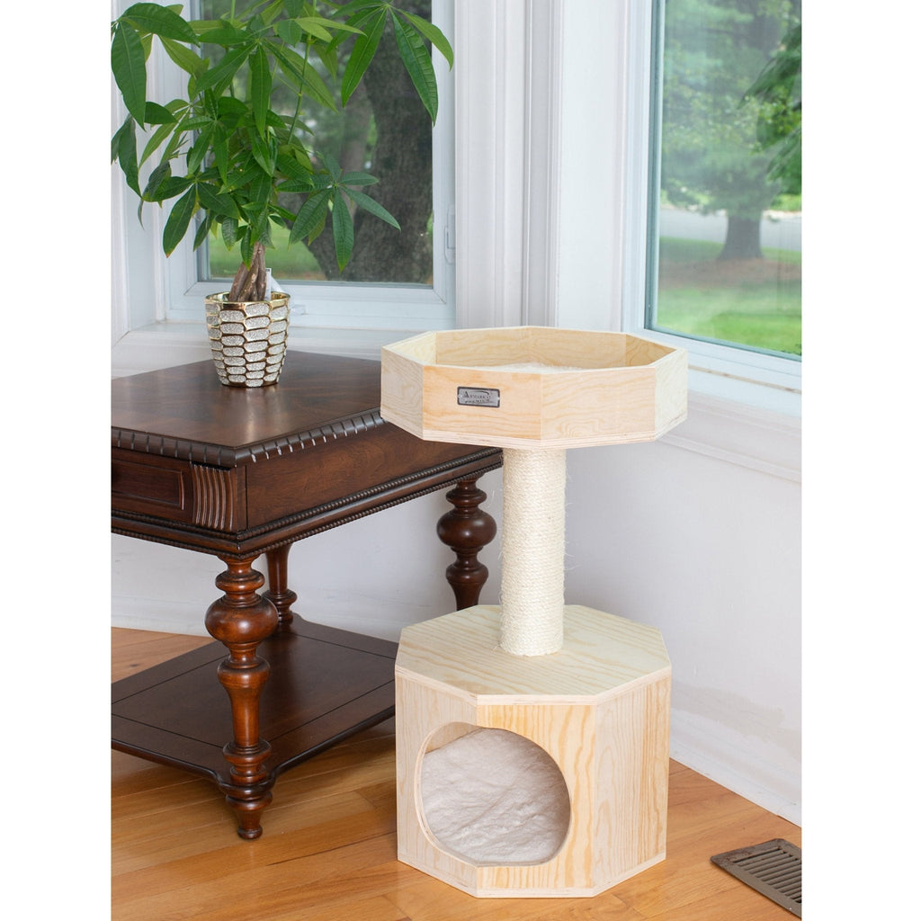 Dailypets Octagon Cat Tree for Indoor Cats – Modern Tower with Scratcher & Hideout