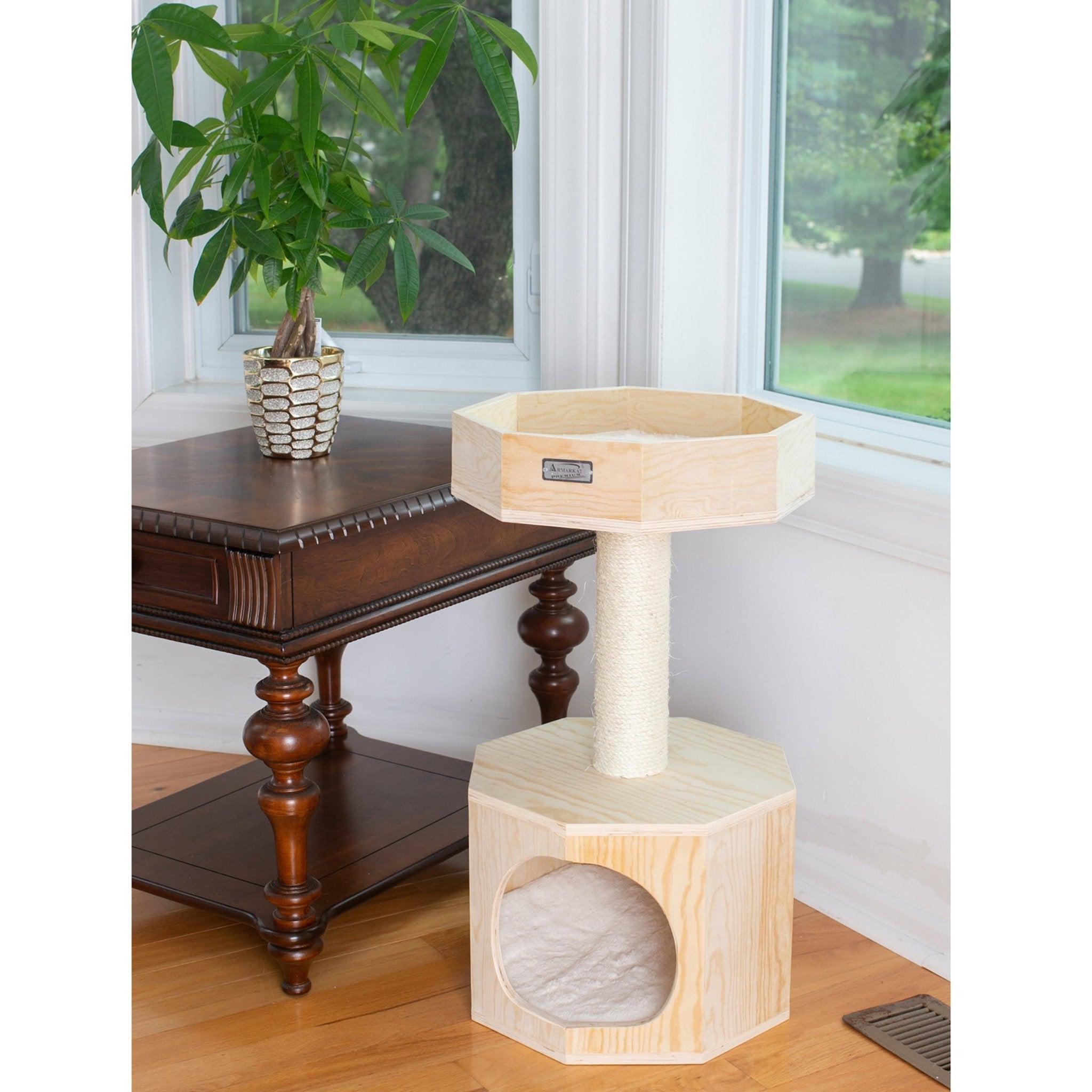 Dailypets Octagon Cat Tree for Indoor Cats – Modern Tower with Scratcher & Hideout