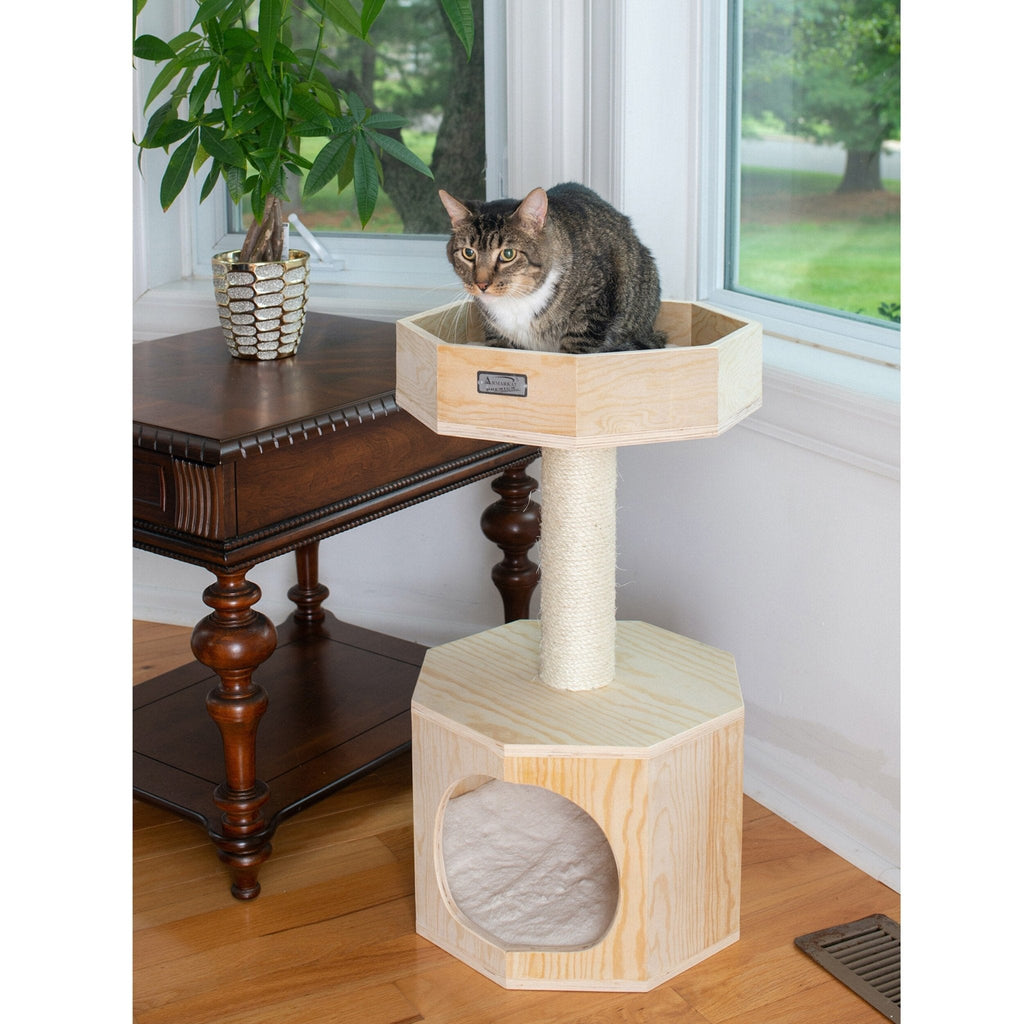 Dailypets Octagon Cat Tree for Indoor Cats – Modern Tower with Scratcher & Hideout