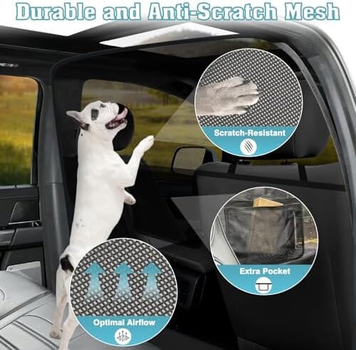 Dailypets Back Seat Dog Car Barrier, Escape-Proof Mesh Safety Divider