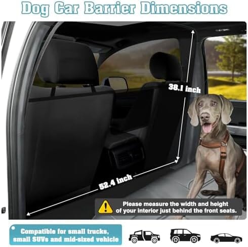 Dailypets Back Seat Dog Car Barrier, Escape-Proof Mesh Safety Divider