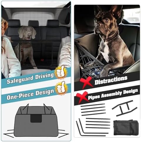 Dailypets Back Seat Dog Car Barrier, Escape-Proof Mesh Safety Divider