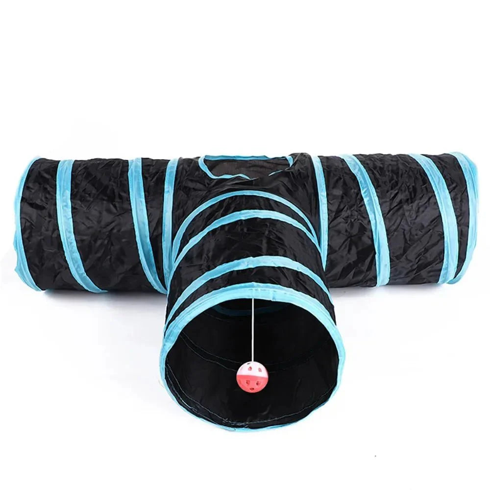 Dailypets Foldable Cat Tunnel for Indoor Play with Crinkle Design & Cross Tunnel Fun