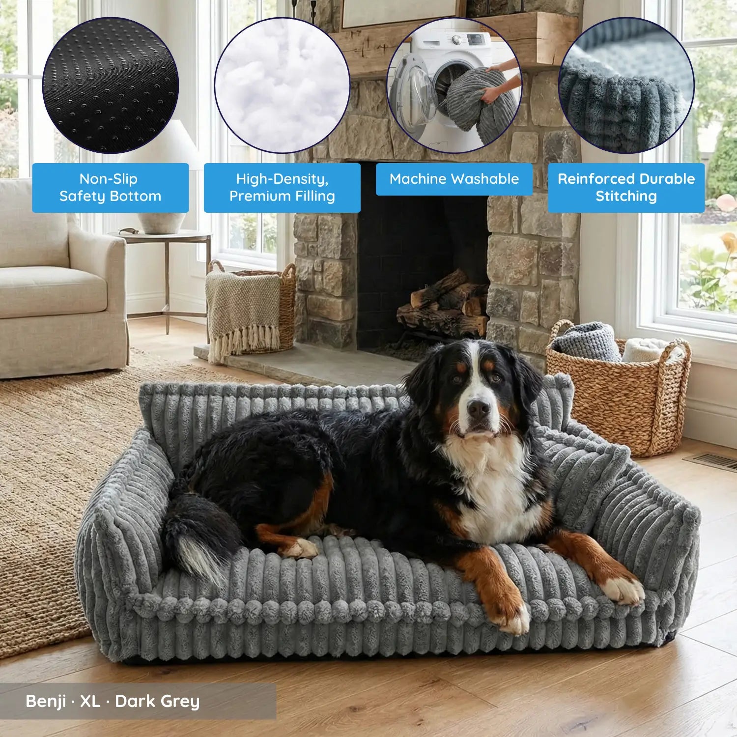 Dailypets Cozy Pet Sofa Bed, Plush Washable Lounge for Dogs
