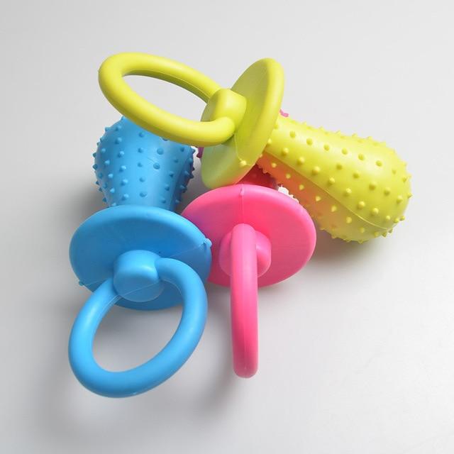 Dailypets Dog Squeaky Chew Toy, Textured Pacifier