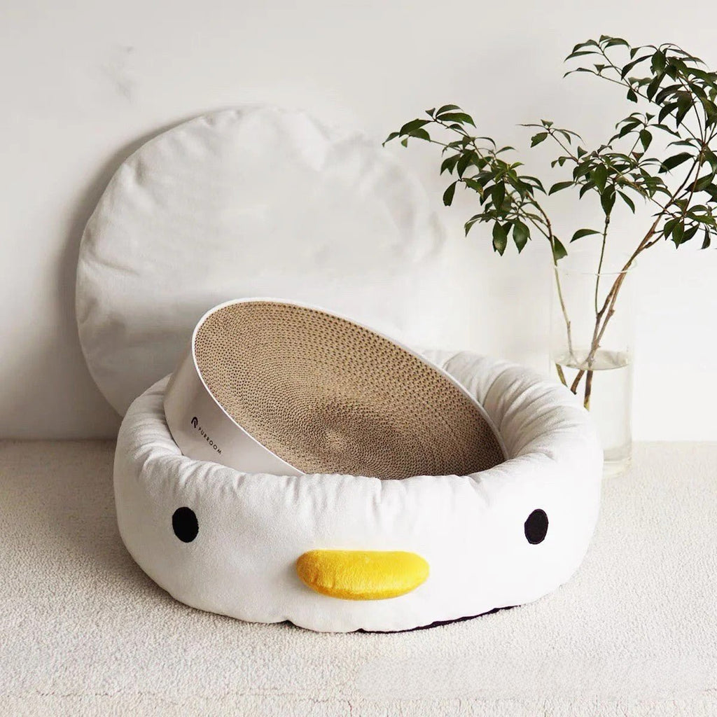 Dailypets Penguin Cat Rest Bed – Plush Sleeping Nest with Scratch Pad