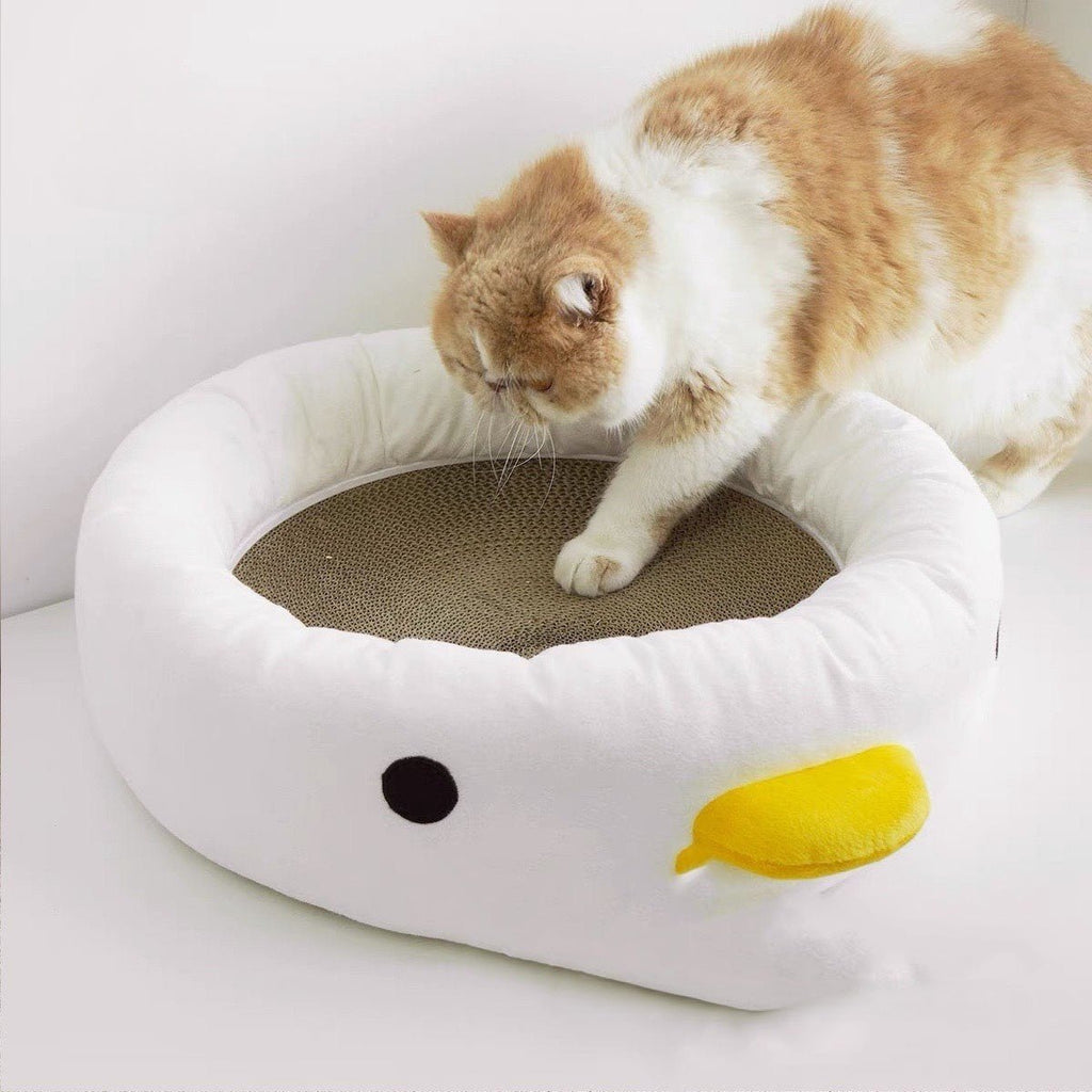 Dailypets Penguin Cat Rest Bed – Plush Sleeping Nest with Scratch Pad