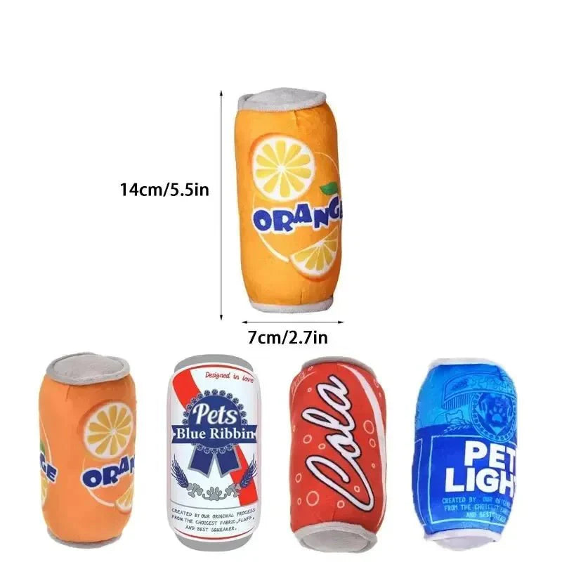 Dailypets Plush Beverage Can Dog Toy with Squeaker for Interactive Play
