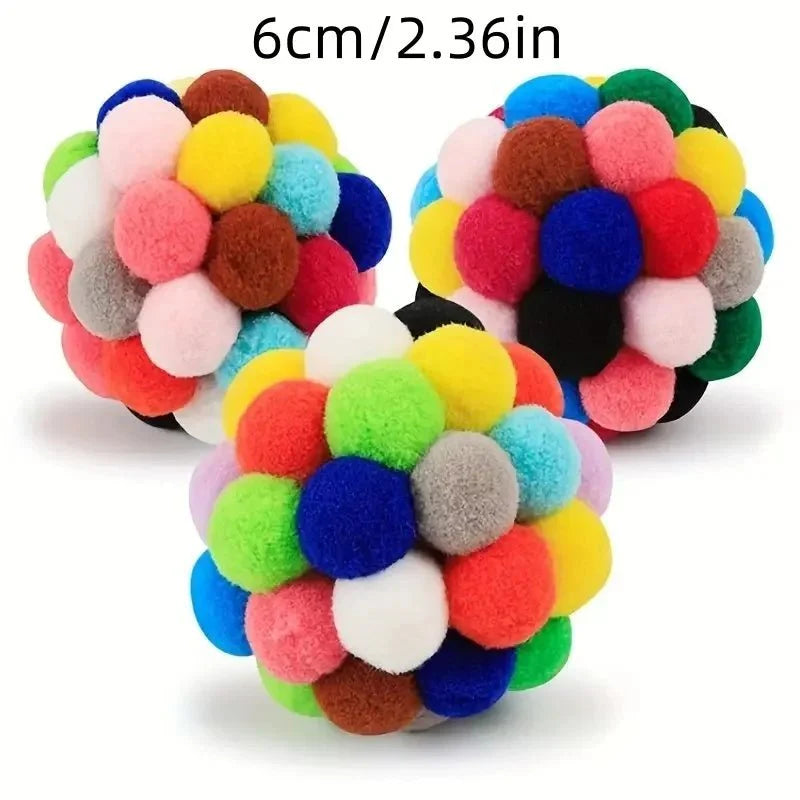 Dailypets Plush Cat Ball Set with Bell Toys for Interactive Indoor Play & Daily Fun