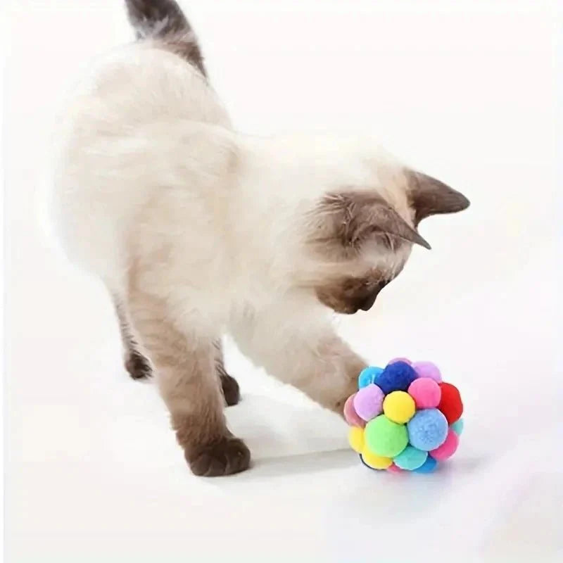 Dailypets Plush Cat Ball Set with Bell Toys for Interactive Indoor Play & Daily Fun